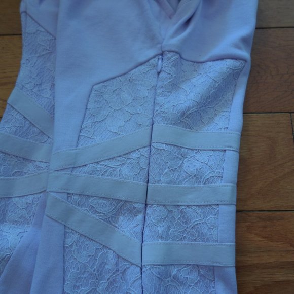 French Connection Lilac Purple Bandage Bodycon Lace Sided Cocktail Dress Size 0 - Picture 14 of 14
